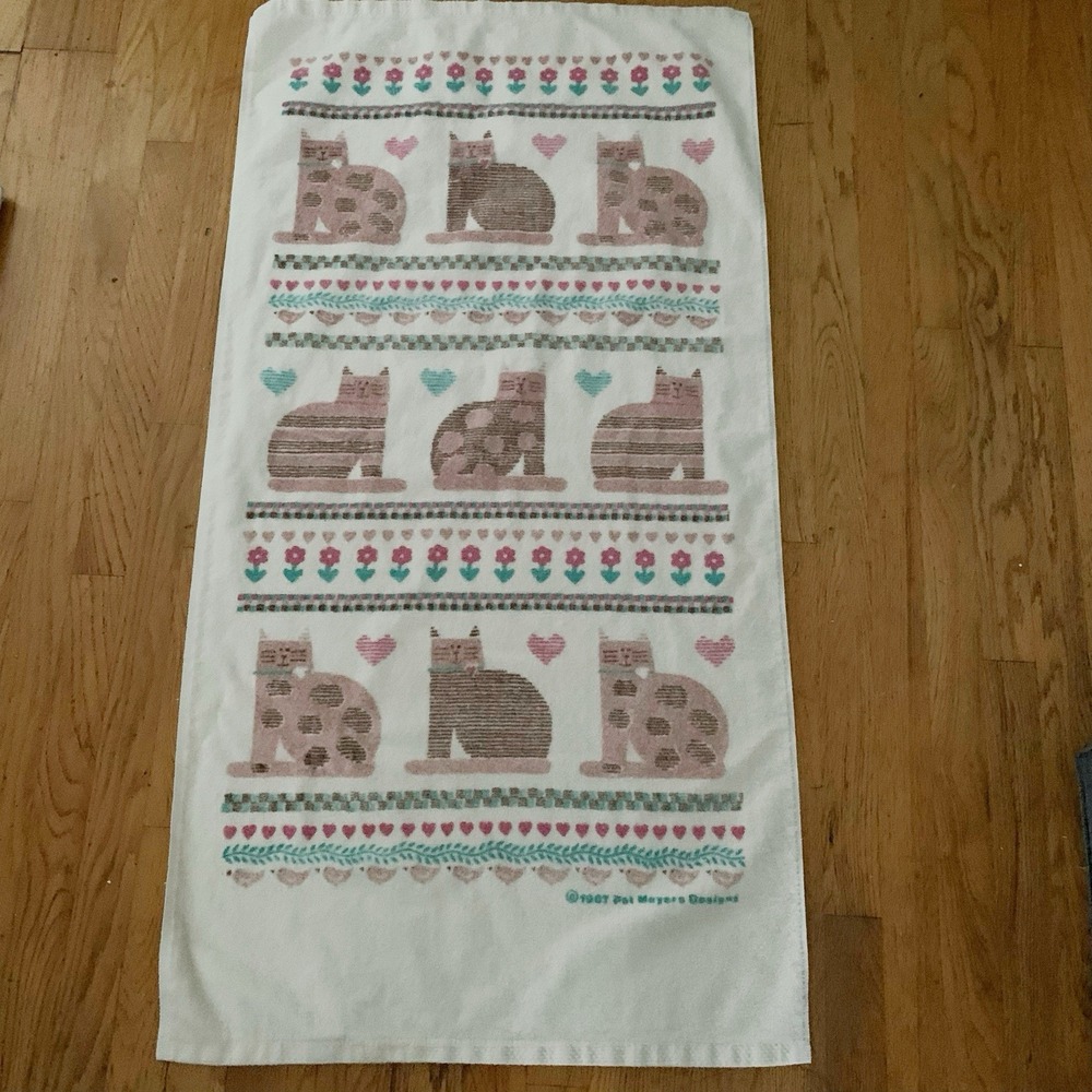 Vintage Utica Pat Meyers Fat Cat Bath Towel - Picture 3 of 3